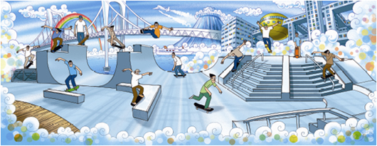 スケートパーク「H.L.N.A SKYGARDEN」のイメージ（画像：三井不動産）