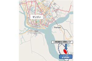 ティラワ経済特別区の位置図（画像：三菱商事）