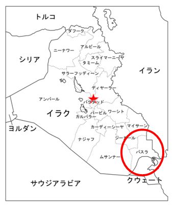 バスラ位置(画像:三菱商事) バスラ位置(画像:三菱商事)