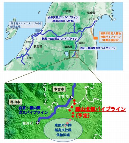 天然ガスパイプラインネットワーク図（画像：石油資源開発）