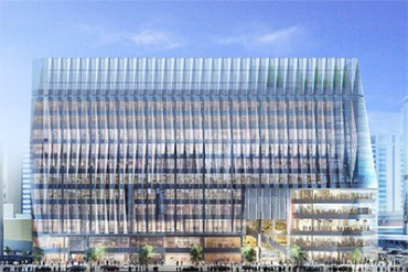 銀座・数寄屋橋交差点にエリア最大級の新商業施設 - 江戸切子モチーフのデザイン初披露