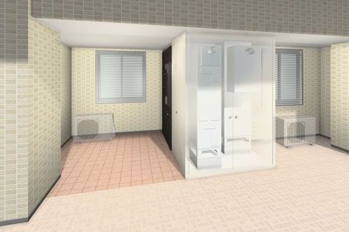 マンション解放廊下側パイプシャフト内への設置イメージ（画像：東京ガス）