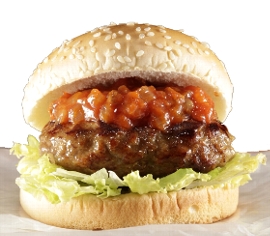 肉厚ビーフハンバーグサンド(写真:ローソン) 肉厚ビーフハンバーグサンド(写真:ローソン)