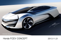 ホンダが20日、2013年ロサンゼルスオートショーで公開した新型の燃料電池電気自動車（FCEV）「Honda FCEV CONCEPT」（写真提供：ホンダ）