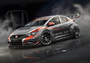 「Honda Civic WTCC」2014年型マシンのスケッチ(画像提供:ホンダ) 「Honda Civic WTCC」2014年型マシンのスケッチ(画像提供:ホンダ)