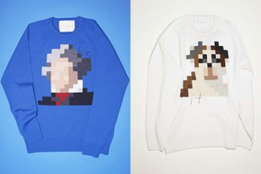 犬と猫と”あの人”のポップなモザイク絵柄ニット「it knit」発売