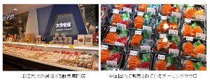 三菱商事が公開した浙江大洋の店舗と刺身商品の写真 三菱商事が公開した浙江大洋の店舗と刺身商品の写真