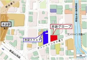 三井不動産が開発している商業施設「池袋グローブ」の位置を示す図