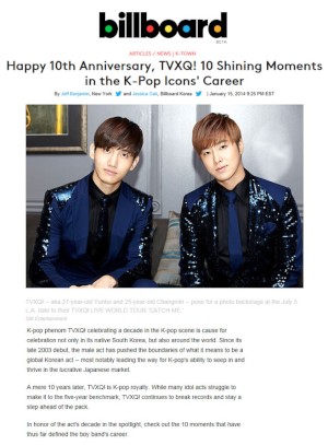 米ビルボードが、東方神起のデビュー10周年の軌跡をコラムで取り上げた。写真=SMエンターテインメント 米ビルボードが、東方神起のデビュー10周年の軌跡をコラムで取り上げた。写真=SMエンターテインメント