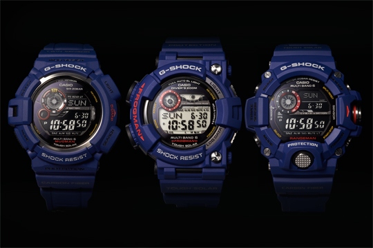 カシオ計算機は、耐衝撃の腕時計「G-SHOCK」シリーズに、ミリタリーテイストをテーマに、本体を紺色で統一した「MEN IN NAVY」3機種を追加する。