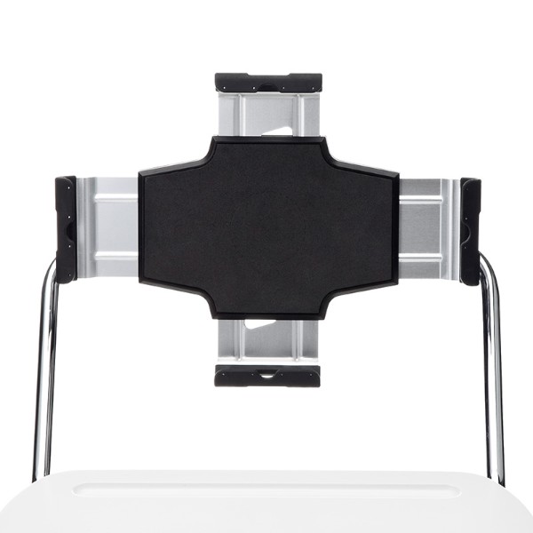 iPadなどのタブレットを机上に取り付けられるサンワサプライのカート製品