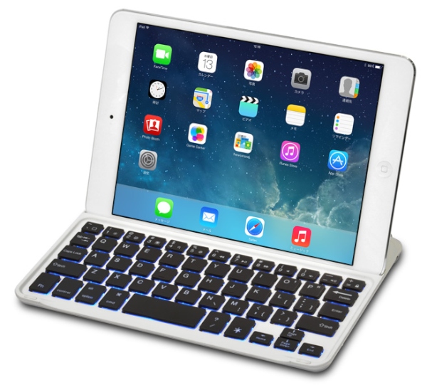 日本トラストテクノロジー（JTT）の「iPad mini＆mini Retina 用 光るワイヤレス キーボード Bookey Light ホワイト」