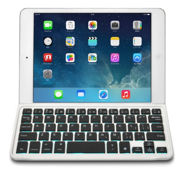 日本トラストテクノロジー（JTT）の「iPad mini＆mini Retina 用 光るワイヤレス キーボード Bookey Light ホワイト」