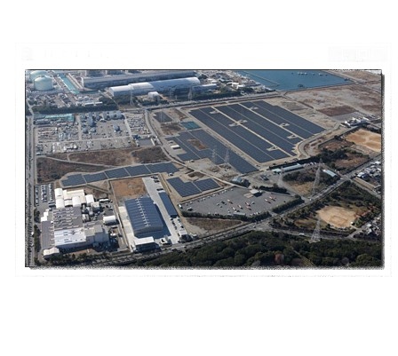 姫路発電所。発電出力は10MW。出光にとっては門司発電所に続く2件目のメガソーラーとなる。