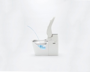 小便の「ハネ・タレ・モレ」を抑制して掃除の手間を低減させたタンクレストイレ「新型アラウーノ」(写真提供:パナソニック) 小便の「ハネ・タレ・モレ」を抑制して掃除の手間を低減させたタンクレストイレ「新型アラウーノ」(写真提供:パナソニック)