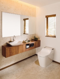 小便の「ハネ・タレ・モレ」を抑制して掃除の手間を低減させたタンクレストイレ「新型アラウーノ」(写真提供:パナソニック) 小便の「ハネ・タレ・モレ」を抑制して掃除の手間を低減させたタンクレストイレ「新型アラウーノ」(写真提供:パナソニック)