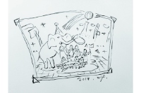 象の「ランディ」と撮影する集合写真のイメージ