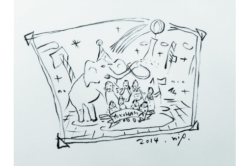 象の「ランディ」と撮影する集合写真のイメージ