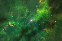 ガンマ線バーストの周辺環境（想像図）（国立天文台）