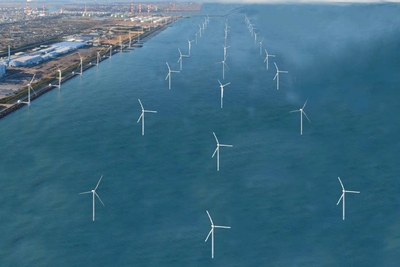 「茨城県鹿島港沖大規模洋上風力発電所」の完成イメージ図 