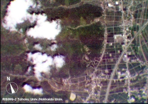 「雷神2」で撮影された画像。新潟県南魚沼市の一部、約3.2km x 2.2km の範囲