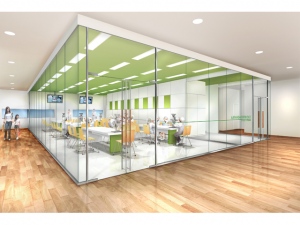 見学施設2階に設置予定の「My味の素」づくり体験工場。非売品の「味の素」6g瓶の充填・包装工程を体験できる。作った「My味の素」は記念品として頂ける。約40名収容可能だ。 見学施設2階に設置予定の「My味の素」づくり体験工場。非売品の「味の素」6g瓶の充填・包装工程を体験できる。作った「My味の素」は記念品として頂ける。約40名収容可能だ。