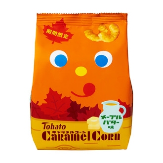 東ハトはが8月25日から期間限定で販売するスナック菓子「キャラメルコーン・メープルバター味」