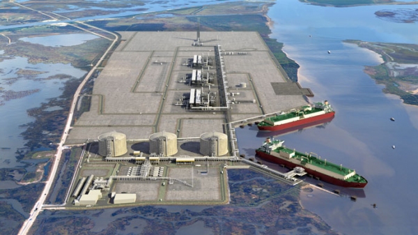 LNGプラントの完成予想図