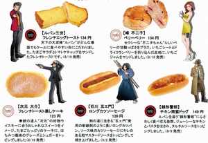 JR東日本リテールネットは、実写版映画「ルパン三世」の上映に合わせて登場人物をイメージしたパン5種類を発売する。