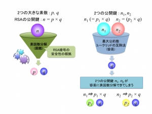 秘密鍵が推定されるおそれがある脆弱性のイメージ(JIPDECとNICTの発表資料より) 秘密鍵が推定されるおそれがある脆弱性のイメージ(JIPDECとNICTの発表資料より)