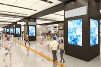梅田駅3階改札外の「4K・3階コンコース」設置後のイメージ（阪急電鉄らの発表資料より）