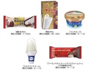 明治は中国広東省に新設したアイスクリーム工場の生産を1月初旬より開始し、下旬より華南地域を中心に順次販売開始する。写真は、販売商品ラインナップの一部(明治ホールディングスの発表資料より) 明治は中国広東省に新設したアイスクリーム工場の生産を1月初旬より開始し、下旬より華南地域を中心に順次販売開始する。写真は、販売商品ラインナップの一部(明治ホールディングスの発表資料より)