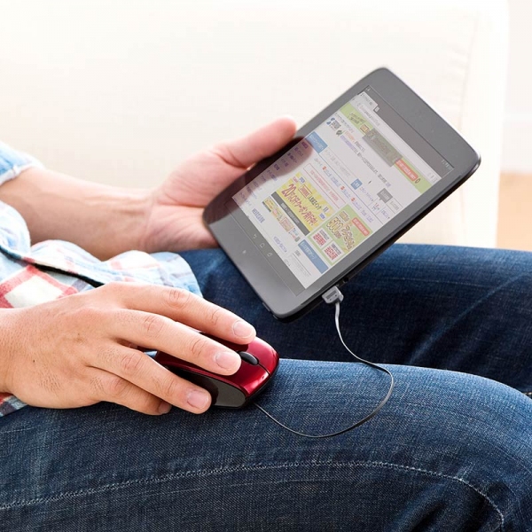 サンワダイレクトが新発売する『micro USBマウス(ケーブル巻取り・Android・Windows・Mac対応・USB変換アダプタ付き)400-MA063シリーズ』