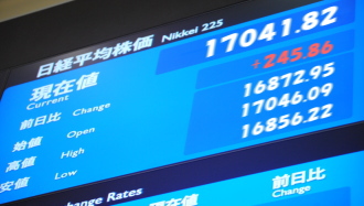 日経平均の前引けは１万７０４１円８２銭（２４５円８６銭高）、ＴＯＰＩＸは１３７３．１９ポイント（１５．２１ポイント高）、出来高概算（東証１部）は１２億３４７７万株。