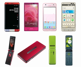 KDDI・沖縄セルラー電話が19日に発表したauブランドの今春モデルの携帯電話6機種（写真提供：KDDI）