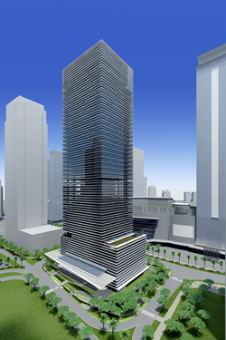 竹中工務店が建設工事を受注したインドネシアの超高層ビルの完成予想パース（同社発表資料より）