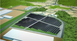 「F三原太陽光発電所 」の完成イメージ図(NTTファシリティーズの発表資料より) 「F三原太陽光発電所 」の完成イメージ図(NTTファシリティーズの発表資料より)