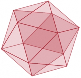 1955年 Charles Frank 卿（ブリストル大学HH Wills 物理学研究所）により発見された正20面体。正3角形20枚で構成される多面体で、3次元空間では最大の面数を持つ正多面体（京都大学の発表資料より）