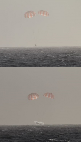 ドラゴン補給船運用5号機、地球に帰還（Image credit: SpaceX）