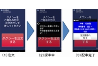 ファミリーマートにタクシーを呼び出せるサービスの専用タブレット画面のイメージ（ファミリーマート、日本交通の発表資料より）