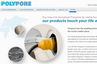 旭化成は23日、アメリカの高分子ポリマー膜メーカーのPolypore International, Inc.(ポリポア社)を買収する。写真は、ポリポア社のWebサイト。