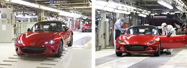新型「マツダ ロードスター」の量産第一号車(日本仕様車) 新型「マツダ ロードスター」の量産第一号車(日本仕様車)