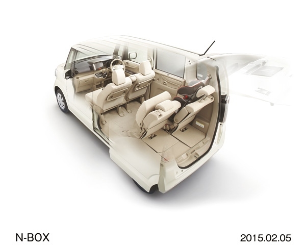 ホンダの軽乗用車「N」シリーズの累計販売台数が、2月末時点で100万台を超えた。写真はN-BOX（G・Lパッケージ オプション装着車）のシートアレンジイメージ