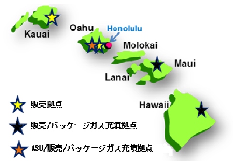 大陽日酸が買収するAL アメリカのガス事業の拠点を示す図（大陽日酸発表資料より）