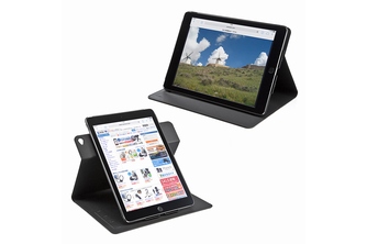 iPad Air 2を縦置き・横置きスタンドとして使用ができるスタイリッシュなスタンドケース『iPad Air 2 ケース（スタンド機能・縦向き・横向き設置・ブラック） 200-TABC001』