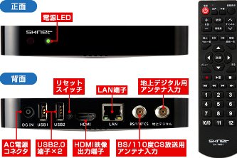 新製品正面・背面各部名称とリモコン（写真：スカイネット発表資料より）