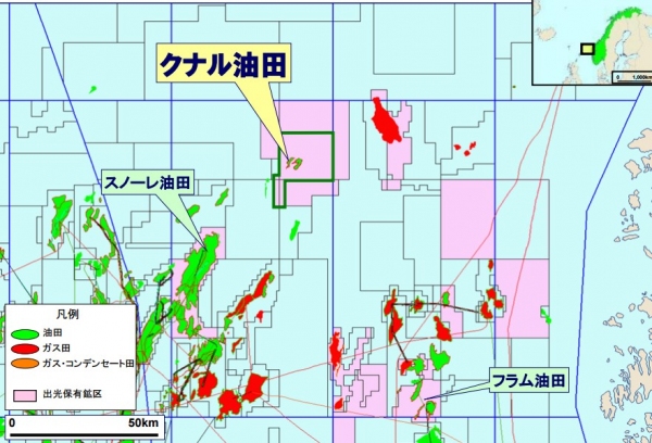 クナル油田位置図（出光興産の発表資料より）