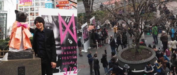 渋谷の待ち合わせスポットの定番「ハチ公」が、3月21日に1日限りのドレスアップを行っていた。