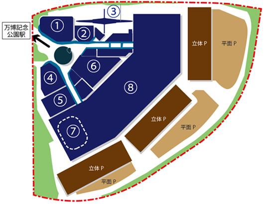 「EXPOCITY」施設配置図（三井不動産の発表資料より）