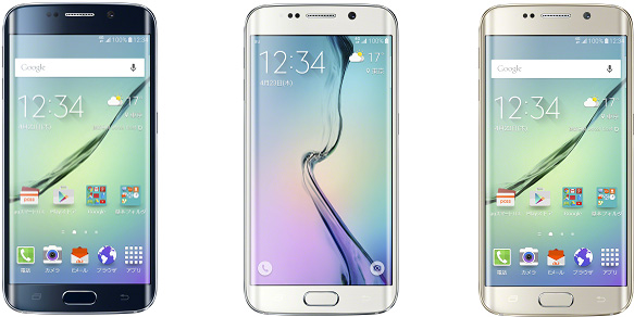 世界初の曲面ディスプレイ採用の「Galaxy S6 edge」（KDDIの発表資料より）